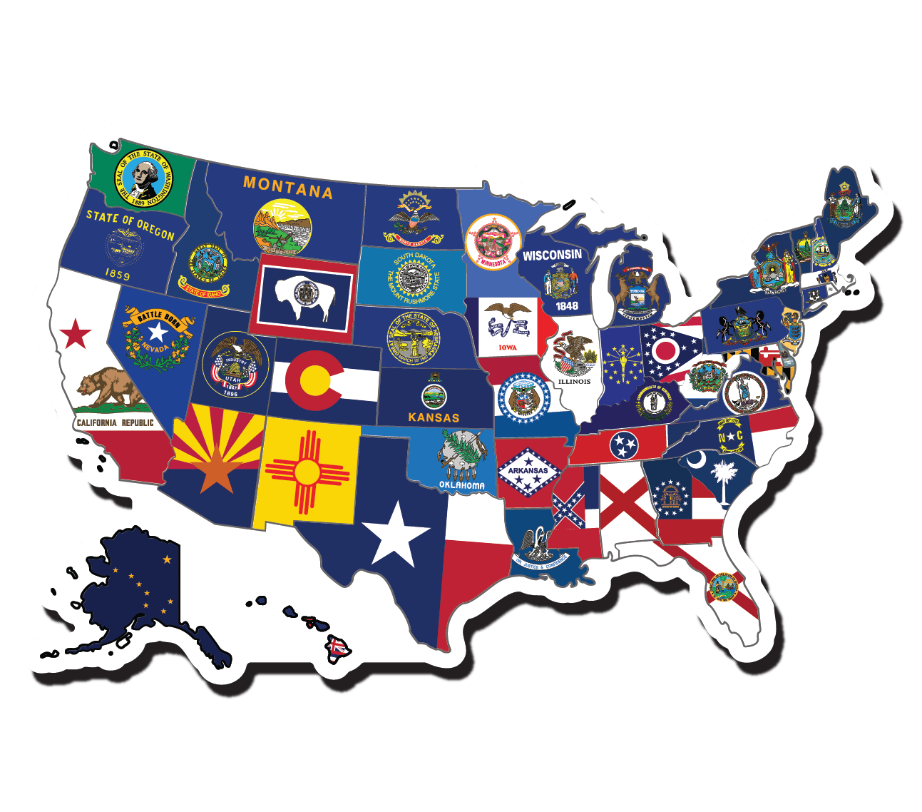 Sticker Map - Flags - True North Sticker Company