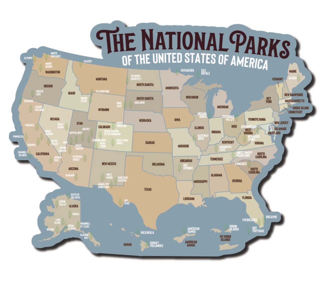 Sticker Map - National Parks - True North Sticker Company